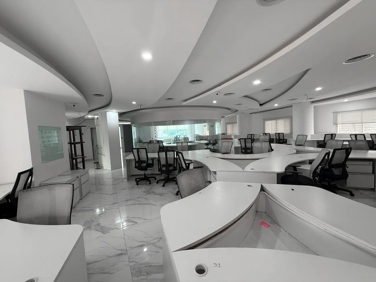 Marble floor workstation area